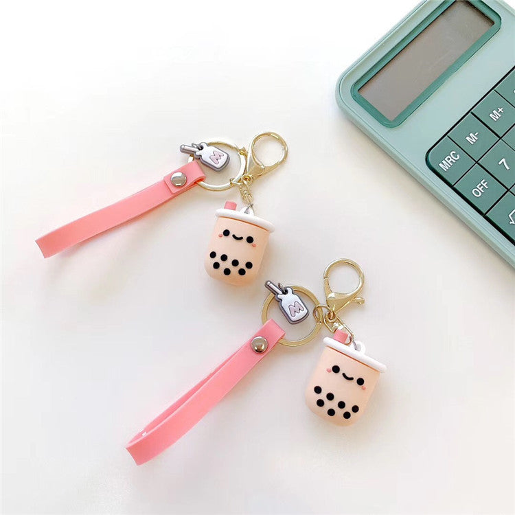 Cute Milk Tea Cup Lanyard Personality Key Chain Pendant Suitable For Bag Ornaments Key Ring Chain Mobile Phone Lanyard Female Cartoon