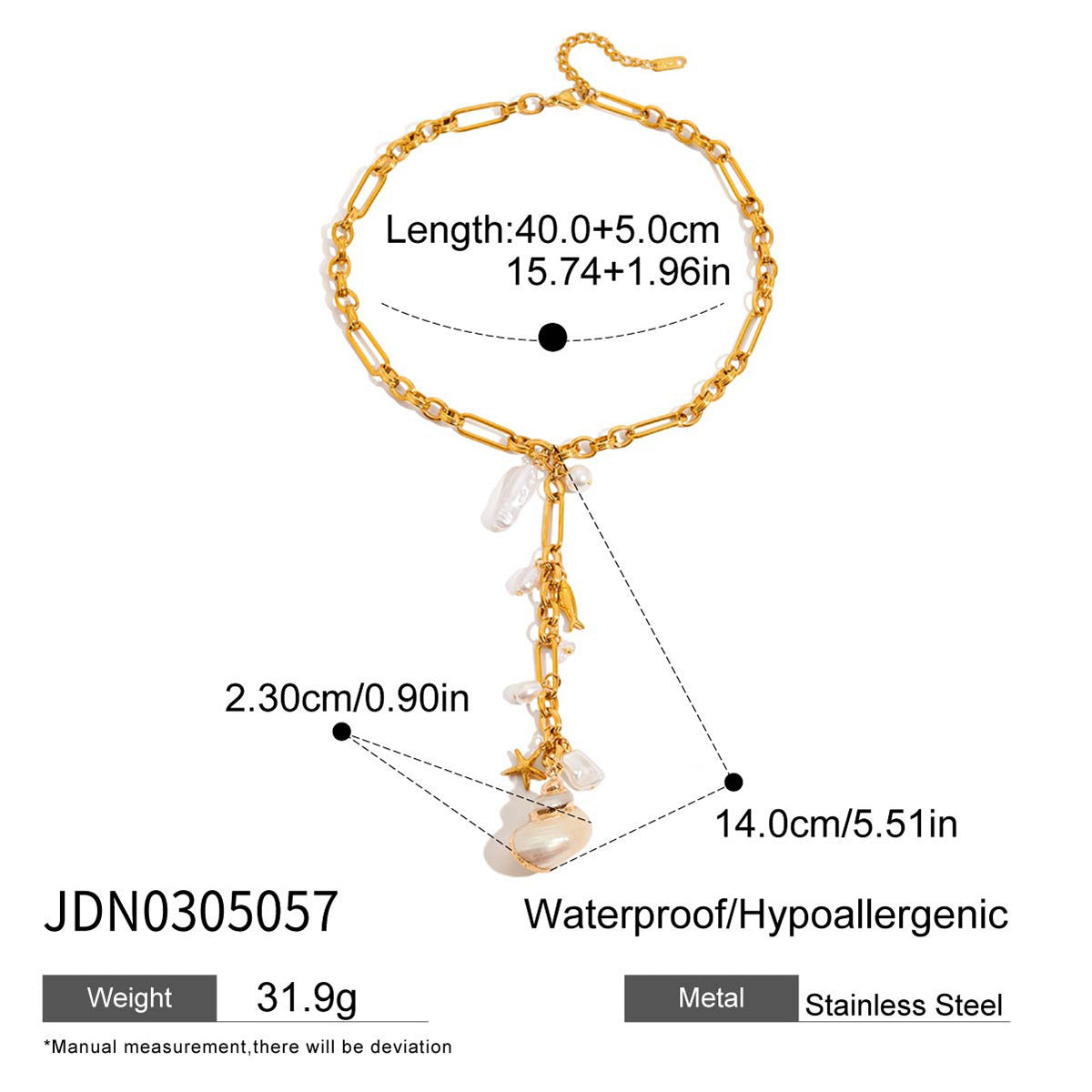 Minimalist Y-Chain Necklace with Conch Pendant – High-Grade Stainless Steel
