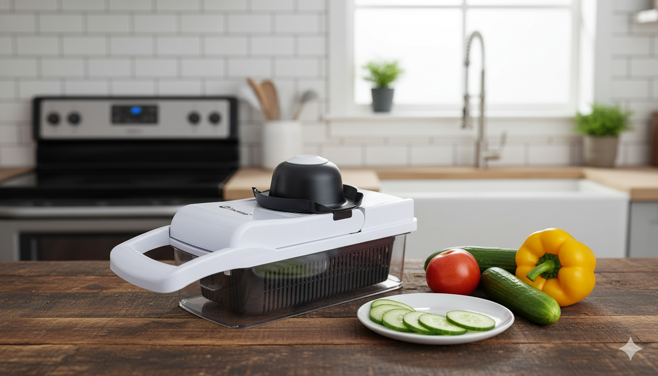 26-in-1 Vegetable Chopper & Slicer Set with Container — Multi Cutter with 16 Blades, Peeler, Glove, Hand Guard & Cleaning Tools