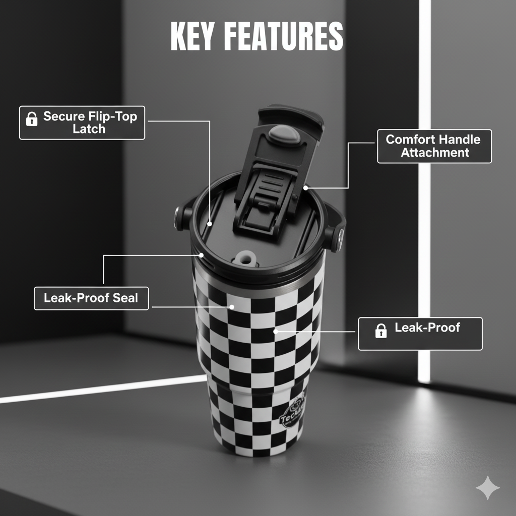 40 oz Sipper with Handle & Straw – Vacuum Insulated Stainless Steel Travel Mug