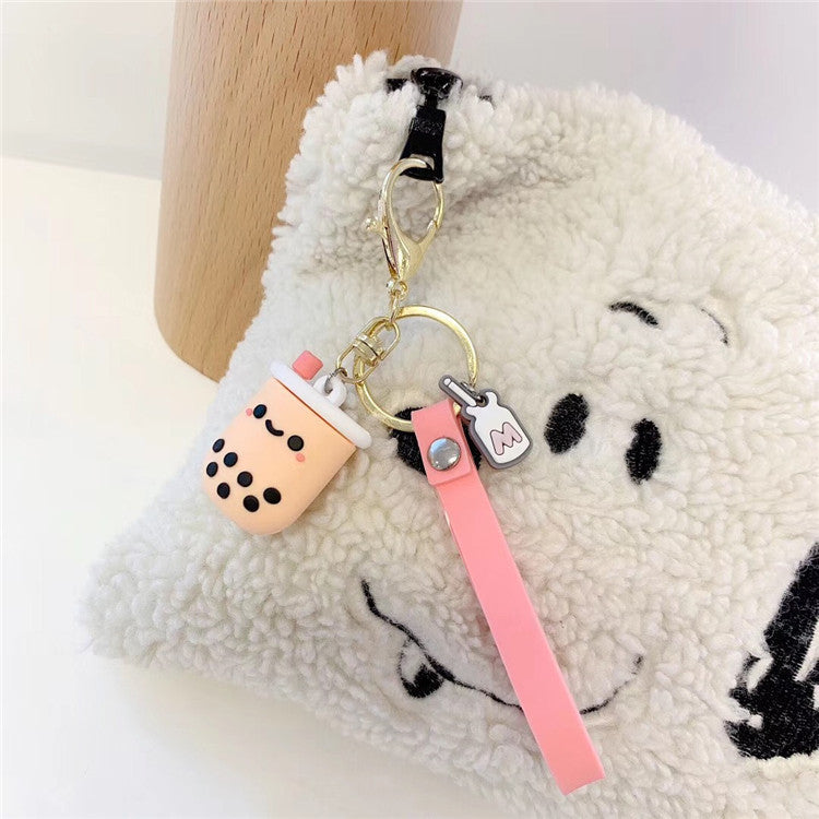 Cute Milk Tea Cup Lanyard Personality Key Chain Pendant Suitable For Bag Ornaments Key Ring Chain Mobile Phone Lanyard Female Cartoon