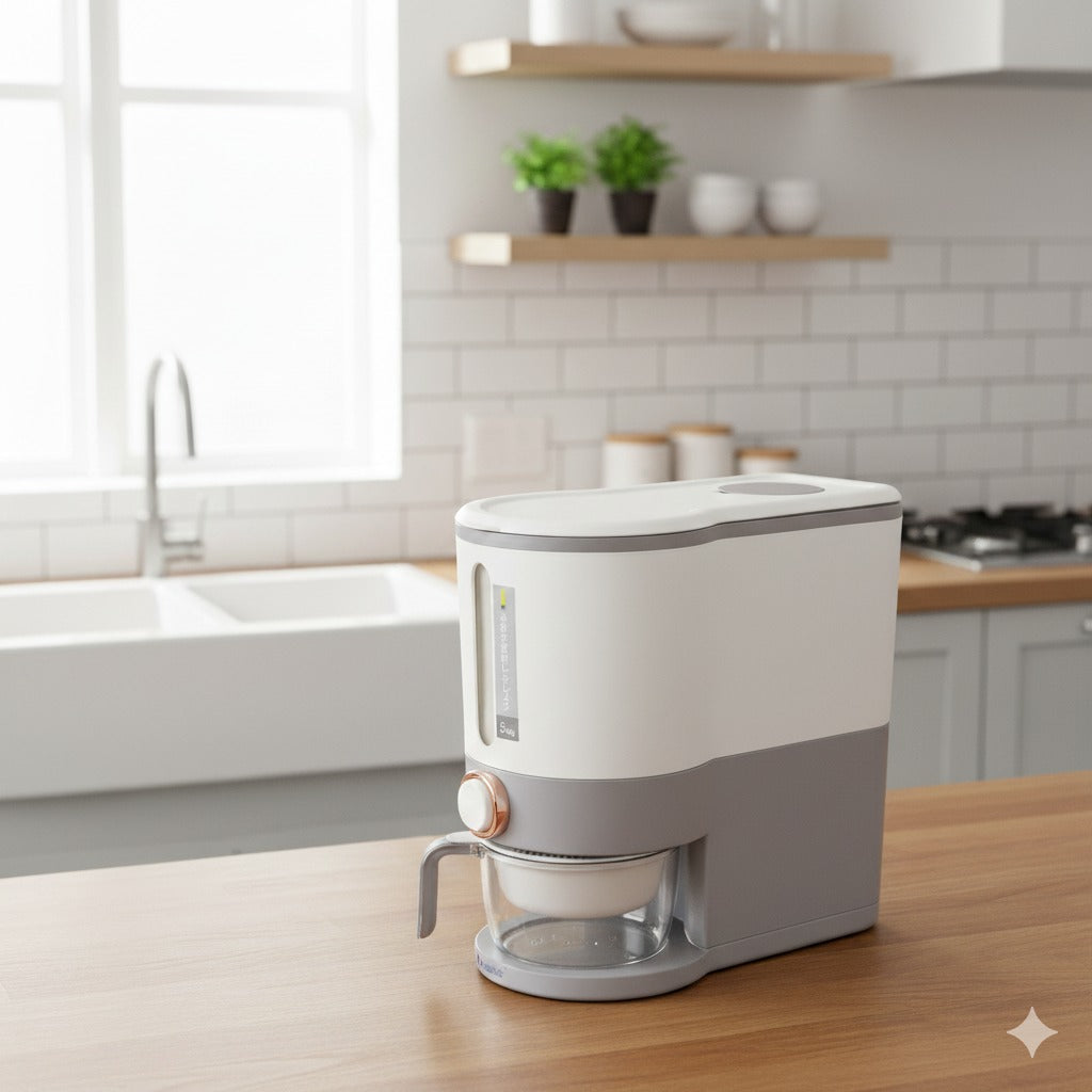 Teckido Smart Rice Dispenser – Airtight Food Storage Container with Measuring Cup | Available in 5kg & 10kg Capacity