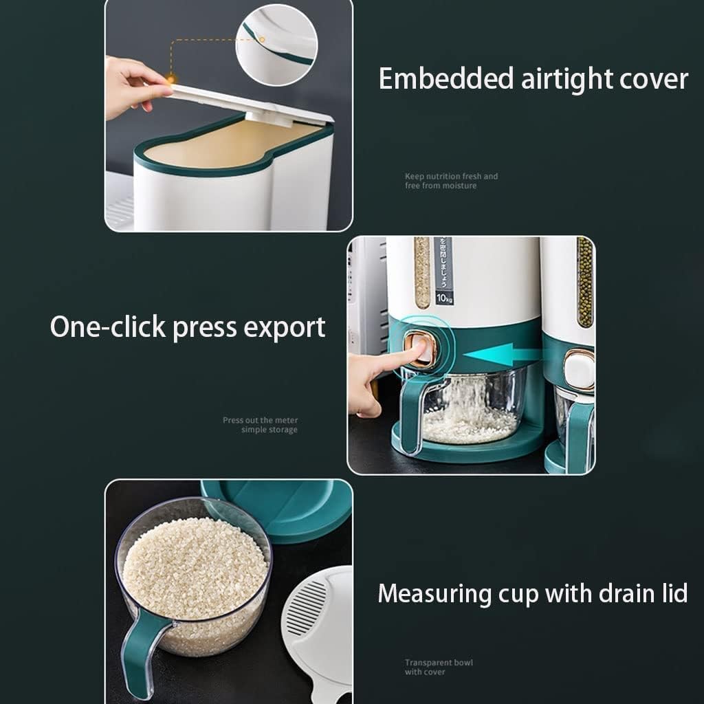Teckido Smart Rice Dispenser – Airtight Food Storage Container with Measuring Cup | Available in 5kg & 10kg Capacity