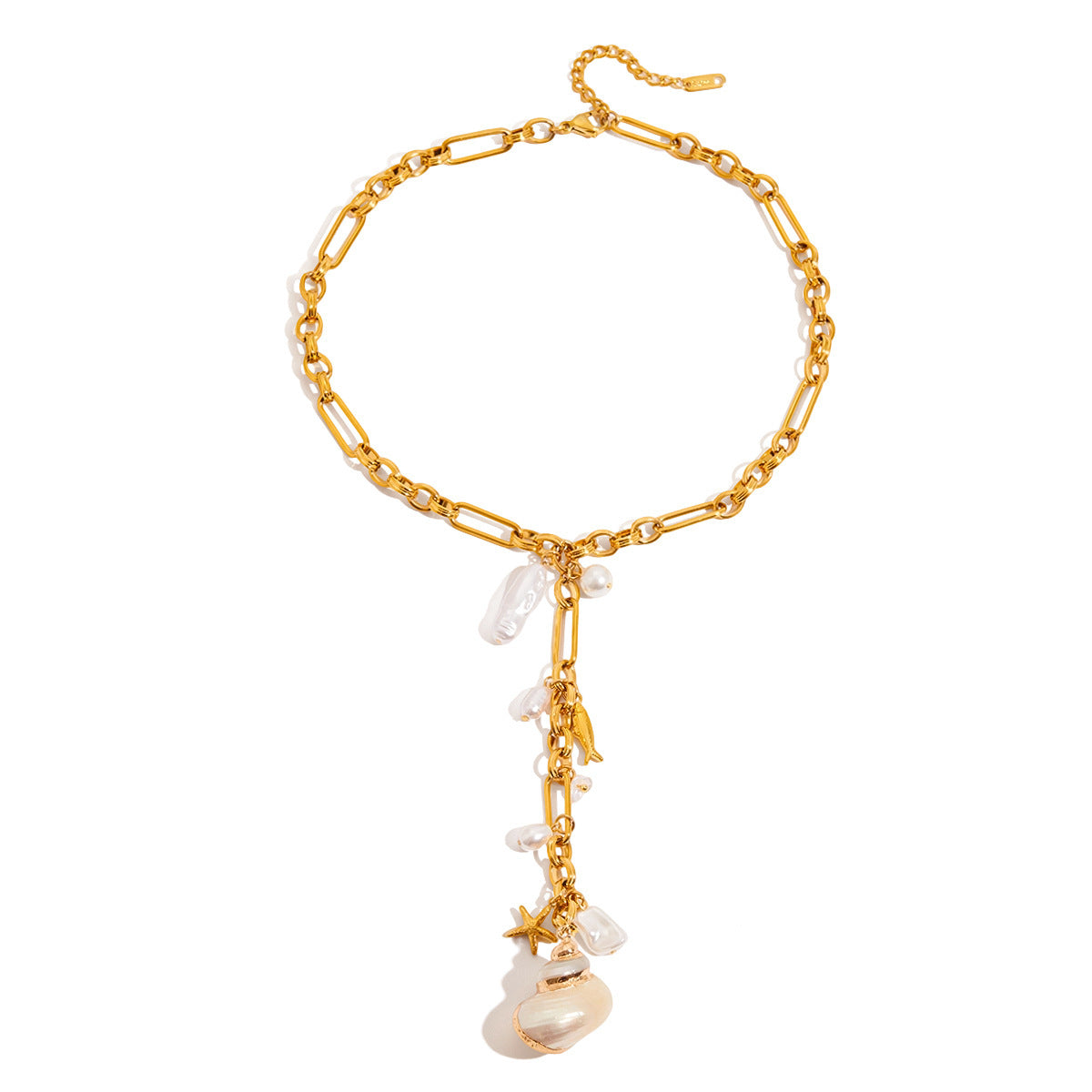 Minimalist Y-Chain Necklace with Conch Pendant – High-Grade Stainless Steel